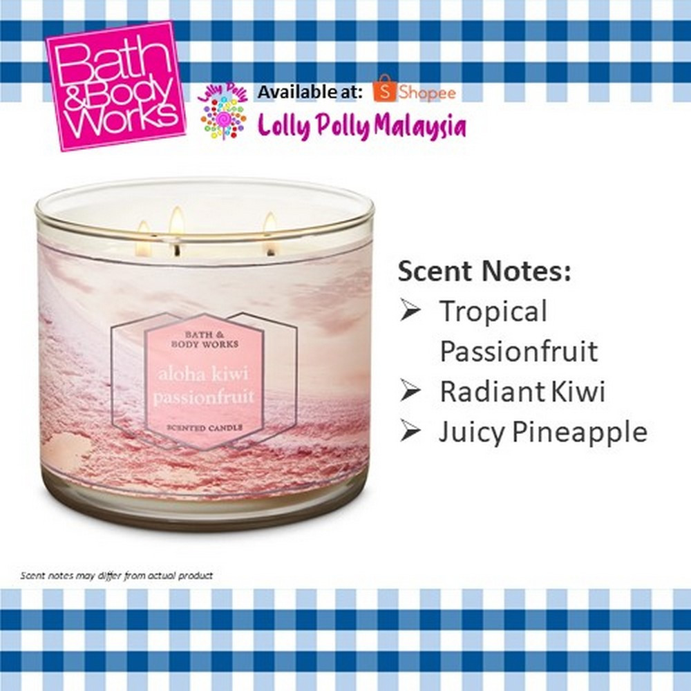 0d6592abbb984c425b99d9f3f038d738.jpeg 🔥In Stock🔥 | 💯% Authentic | ✨Lowest Price✨ Bath And Body Works Aloha Kiwi Passionfruit 3-Wick Candle - Image 1