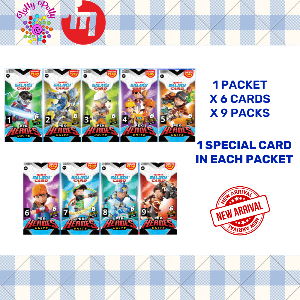 58c38f90404119161ff7d9e3a70db4ac.png Monsta Pek Heroes Unite – MONSTA Galaxy Card Set (54 Cards or 6 Cards) Cards Games - Image 1