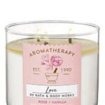 🔥In Stock🔥 | 💯% Authentic | ✨Lowest Price✨ Bath And Body Works Aromatherapy Love Rose Vanilla 3-Wick Candle