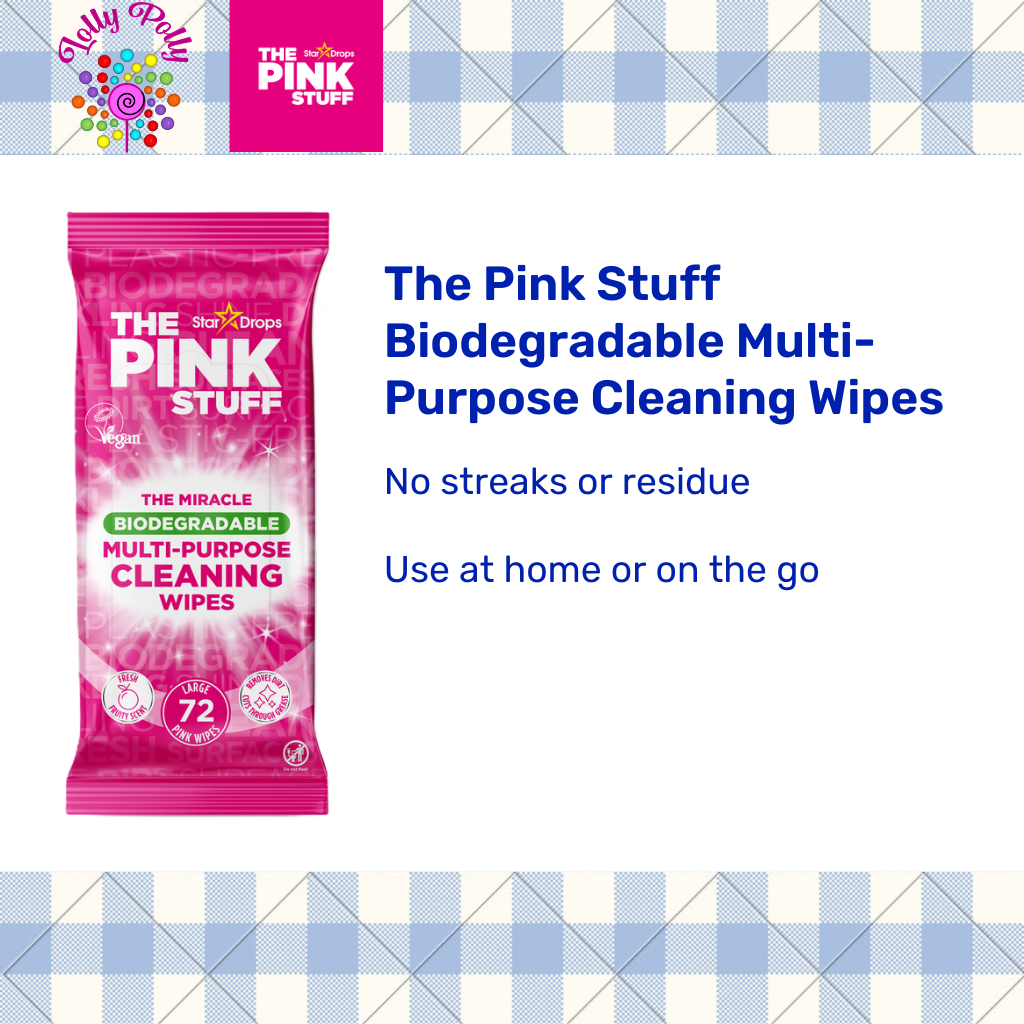 e4d25c575056acae29c104b8306db41f.png The Pink Stuff Biodegradable Multi-Purpose Cleaning Wipes (Large 72 Pink Wipes) - Image 1